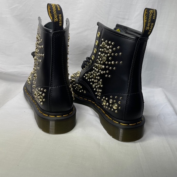 1460 midas smooth leather gold studded boots